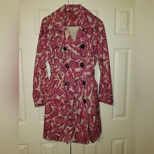 New without tags - Merona Fucshia Pink Paisley Trench coat